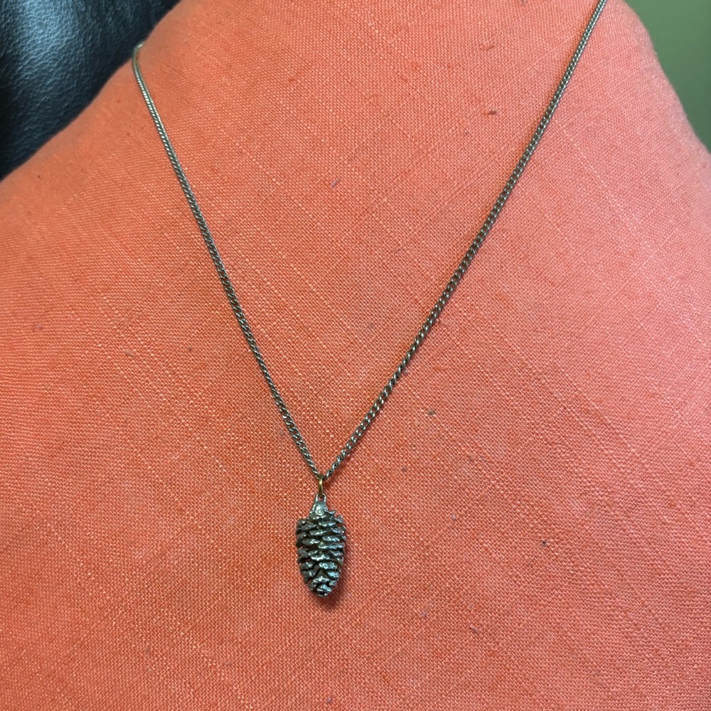 Delicate Silver Pinecone Pendant Necklace
